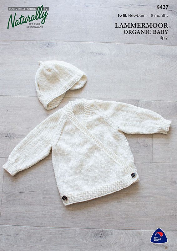Naturally K437  Crossover Cardigan & Hat in 4 Ply